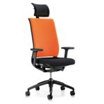 Hero 265H, Bürodrehstuhl, mit Armlehnen, mit Kopfstütze, schwarz orange, seitliche Front